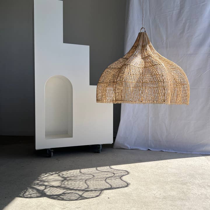 Office Objets - Wholesale Chandelier/Hanging Light - Pendant light, flower-shaped rattan fixture, tulip, corolla H:80cm D80cm16