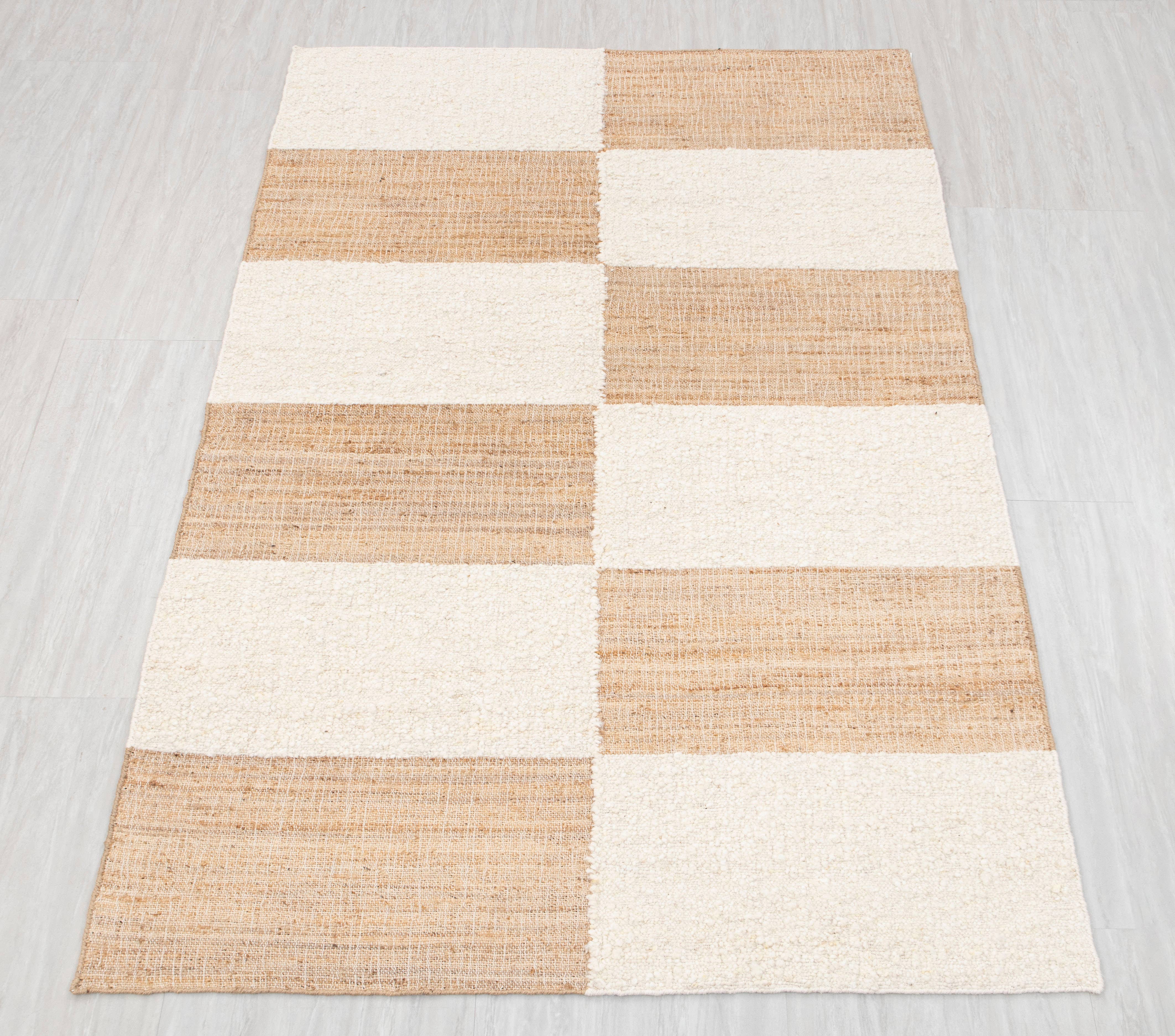 Aesthetic Homes LLC - Wholesale Area Rug - Natural Wool Jute Rug, Ivory Boho Moroccan Hand Woven TN-962