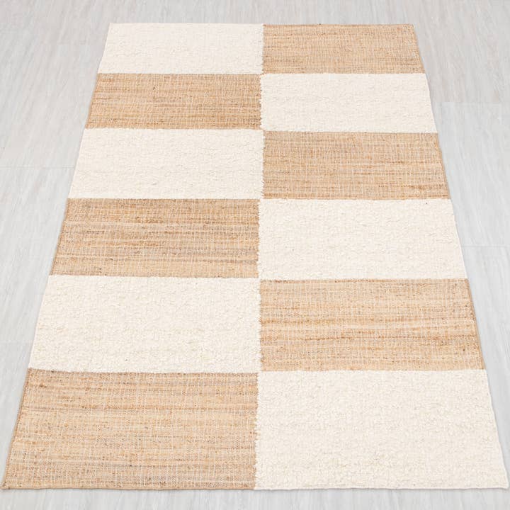 Aesthetic Homes LLC - Wholesale Area Rug - Natural Wool Jute Rug, Ivory Boho Moroccan Hand Woven TN-962
