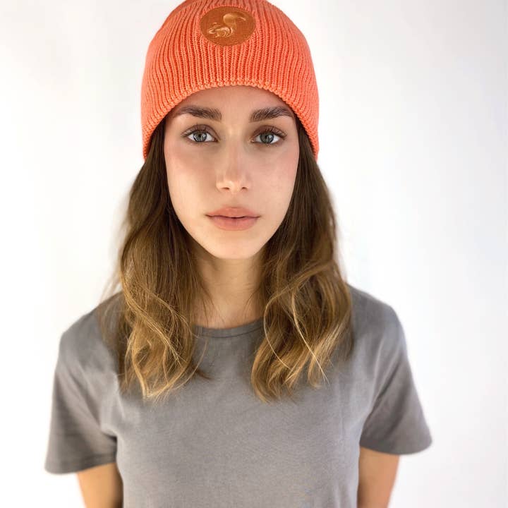 thies vegan Organic Beanie salmon for wholesale by thies