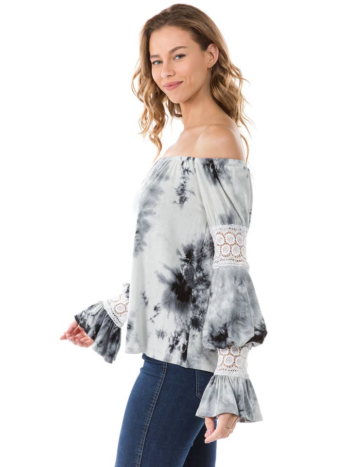 GREY ASTRID OFF SHOULDER TOP (GREY)- VT2166T for wholesale on Faire1