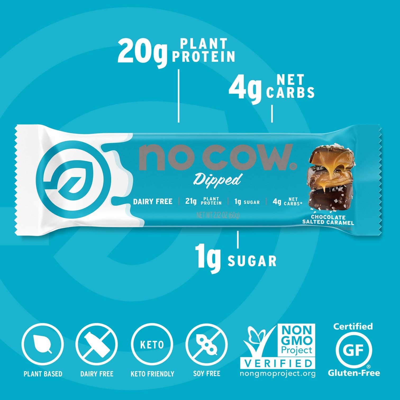 No Cow - Wholesale Snack Bar - No Cow Protein Bars, Chocolate Salted Caramel, 12 Pack2