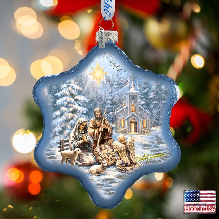 Nativity at the Chapel Glass Ornament Holiday by Gelsinger for wholesale by G.DeBrekht Artistic Studios
