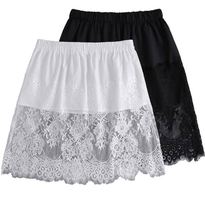 DE VAVE - Wholesale Skirt - Women's - Lace Hem A-Line Mini Skirt