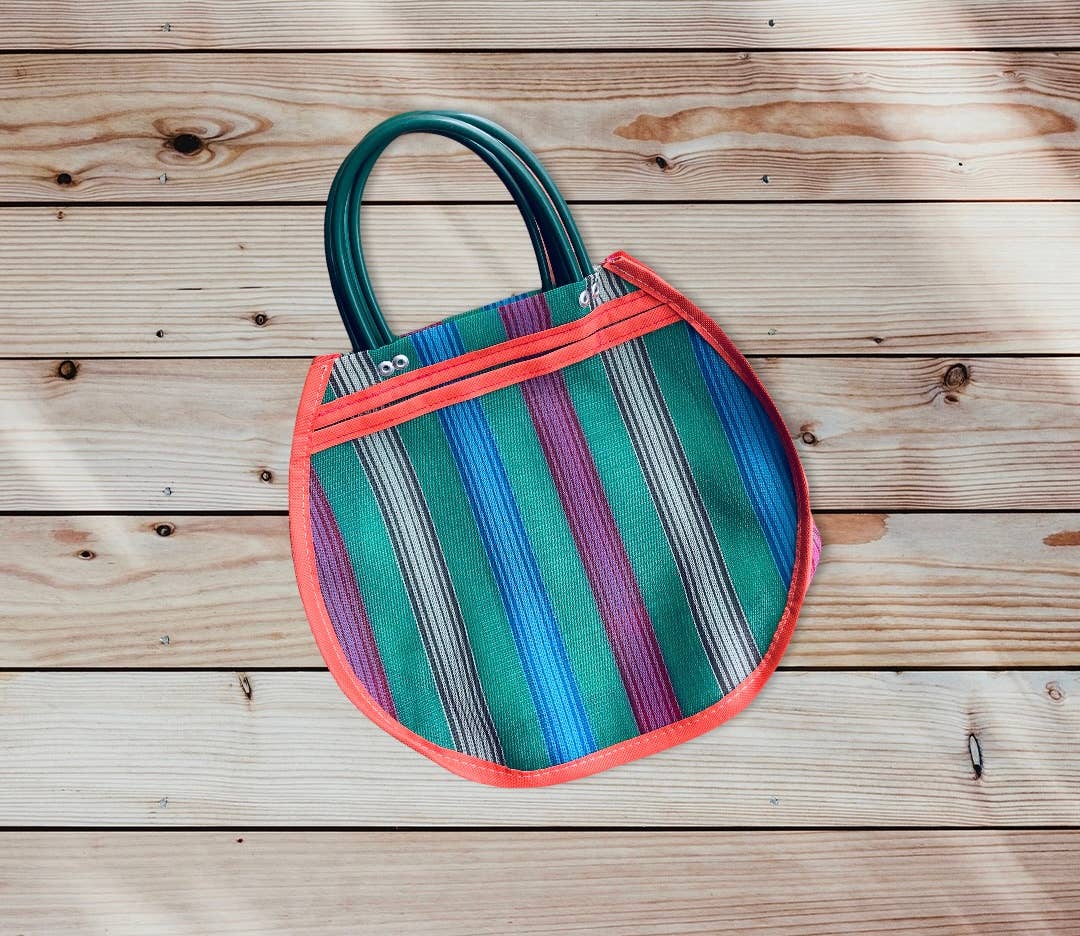 Pura Vida - Wholesale Tote Bag - Women's - Small Circular Mexican Plastic Tote 11x 11 in Market Bag10