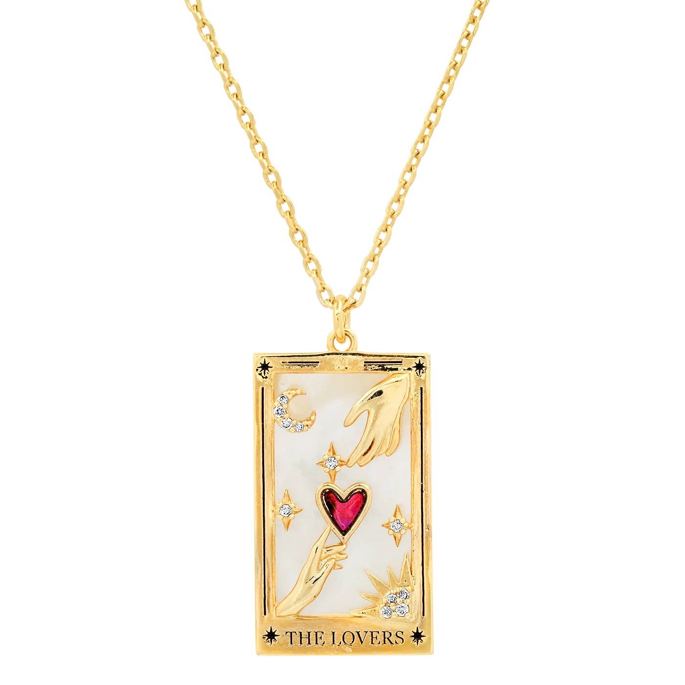 HoopLa - Wholesale Pendant/Charm Necklace - Tarot Card Necklace- Lovers 14K Gold stainless steel3