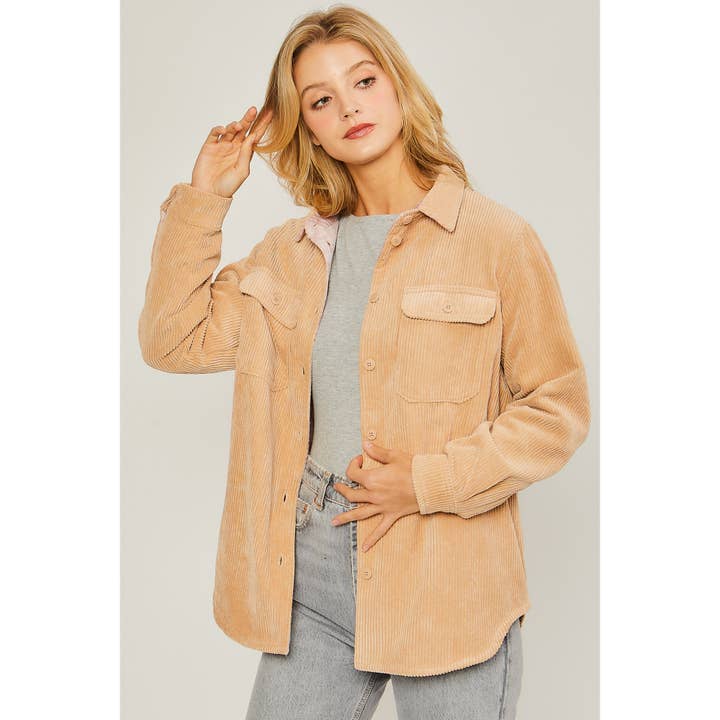 Apolline - Wholesale Shirt Jacket/Shacket - Women's - Corduroy Reversible Button Down Jacket8