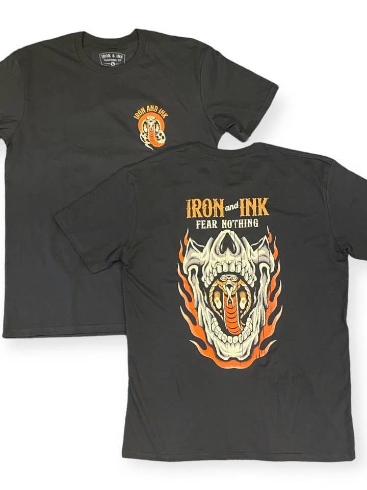 Iron And Ink Clothing Co - Wholesale Screen Printed T-Shirt - Unisex - Restocked "Fear Nothing" T-shirt- charcoal