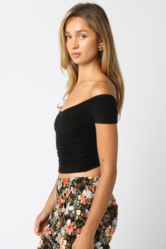 Olivaceous - Venta al por mayor Jersey corto de punto - Mujer - Kimora Top Abierto1