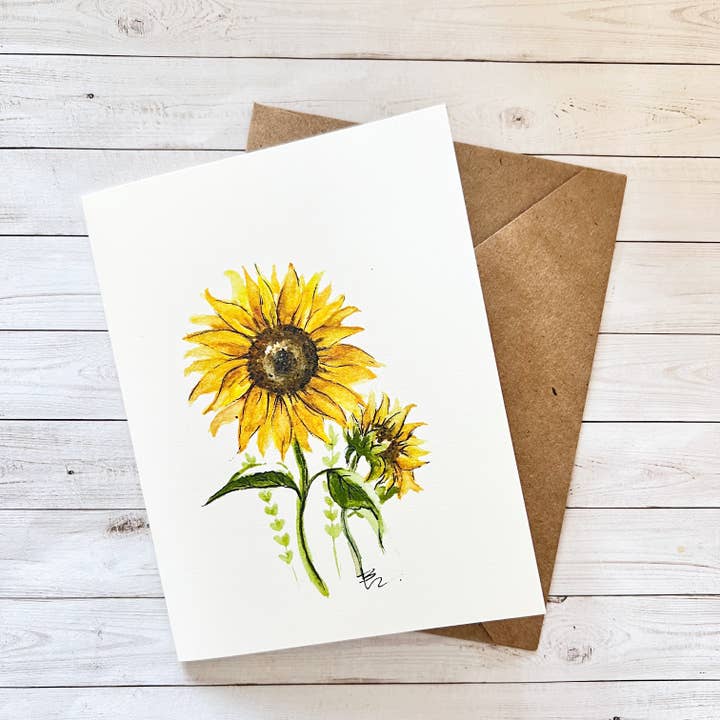 Sunflower card for wholesale by LittleThaoStudio