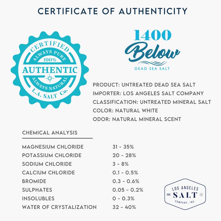 Los Angeles Salt Company - Wholesale Bath Salts - 2.2 lb 1400 BELOW® Dead Sea Salt