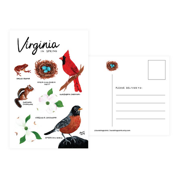 Carte postale Virginie au Printemps pour la vente par Laura King Paints