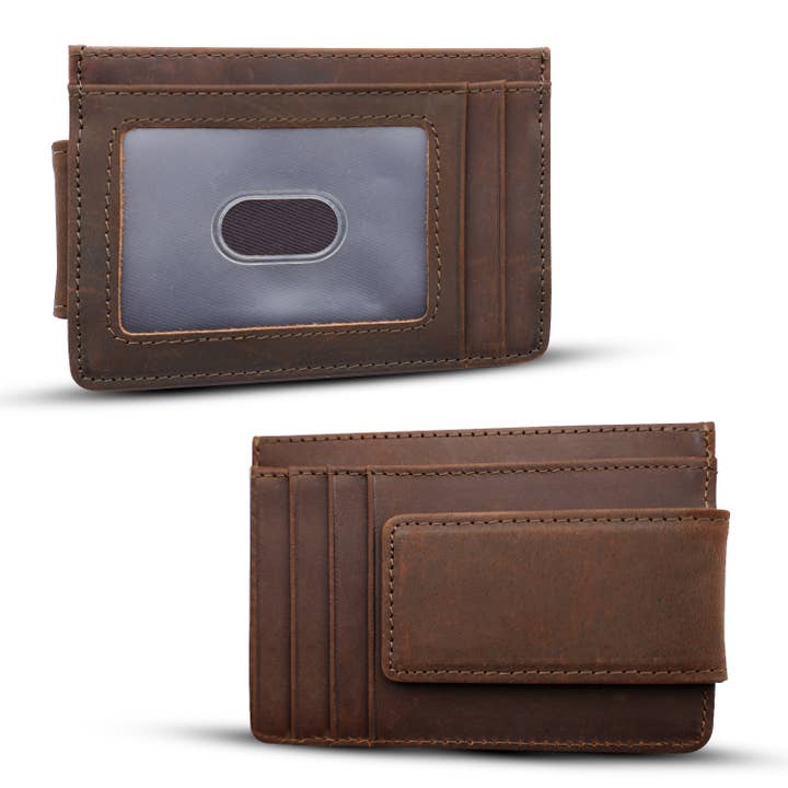 American Leather Goods - Wholesale Wallet - Men's - Personalized Leather Wallet with Magnet Clip