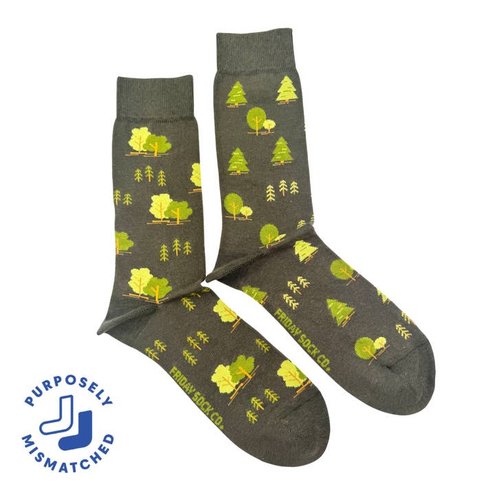 Men's Trees This Did Good Mismatched Socks, Socks Give Back for wholesale by Friday Sock Co.