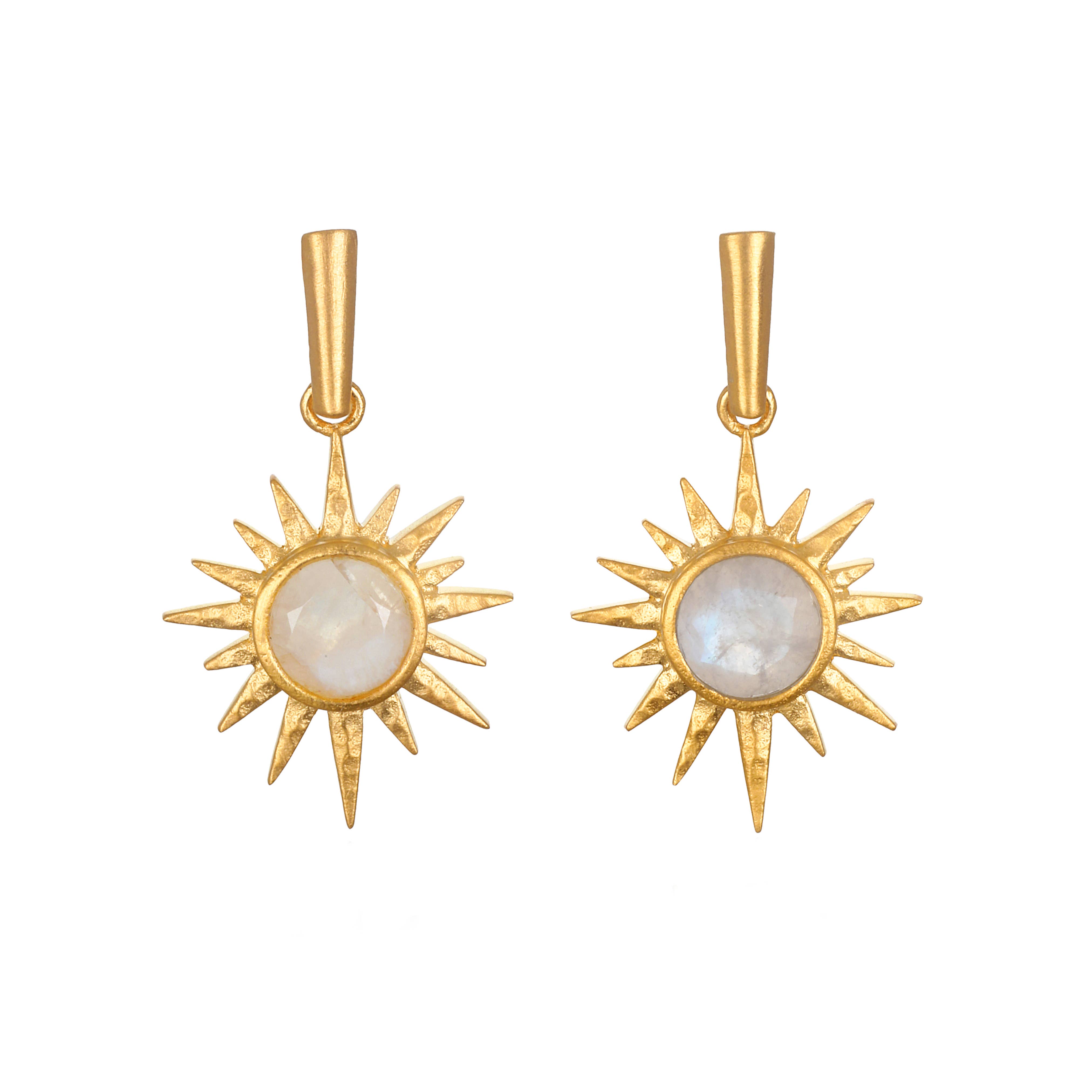 Satya Jewelry - Wholesale Dangle Earrings - Moonstone Sunburst Linear Earrings