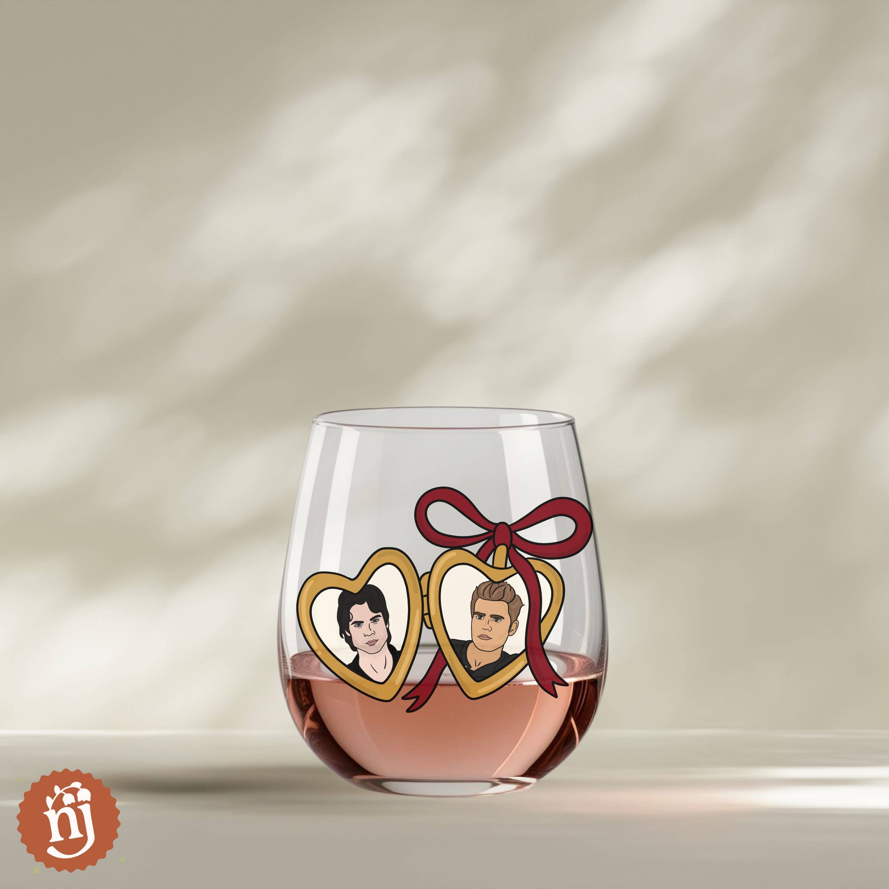 Nearly June Design Co - Wholesale Wine Glass - The Vampire Diaries Salvatore Brothers Locket Wine Glass1