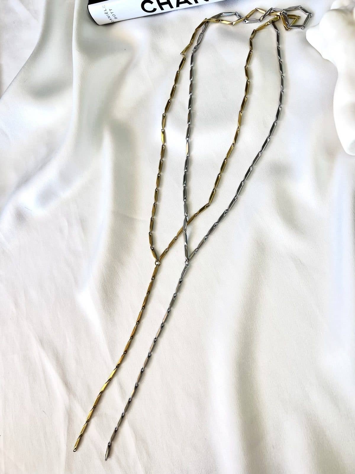 Goupi - Vente Sautoir et collier en Y - Collier lariat en acier à chaîne diamantée0