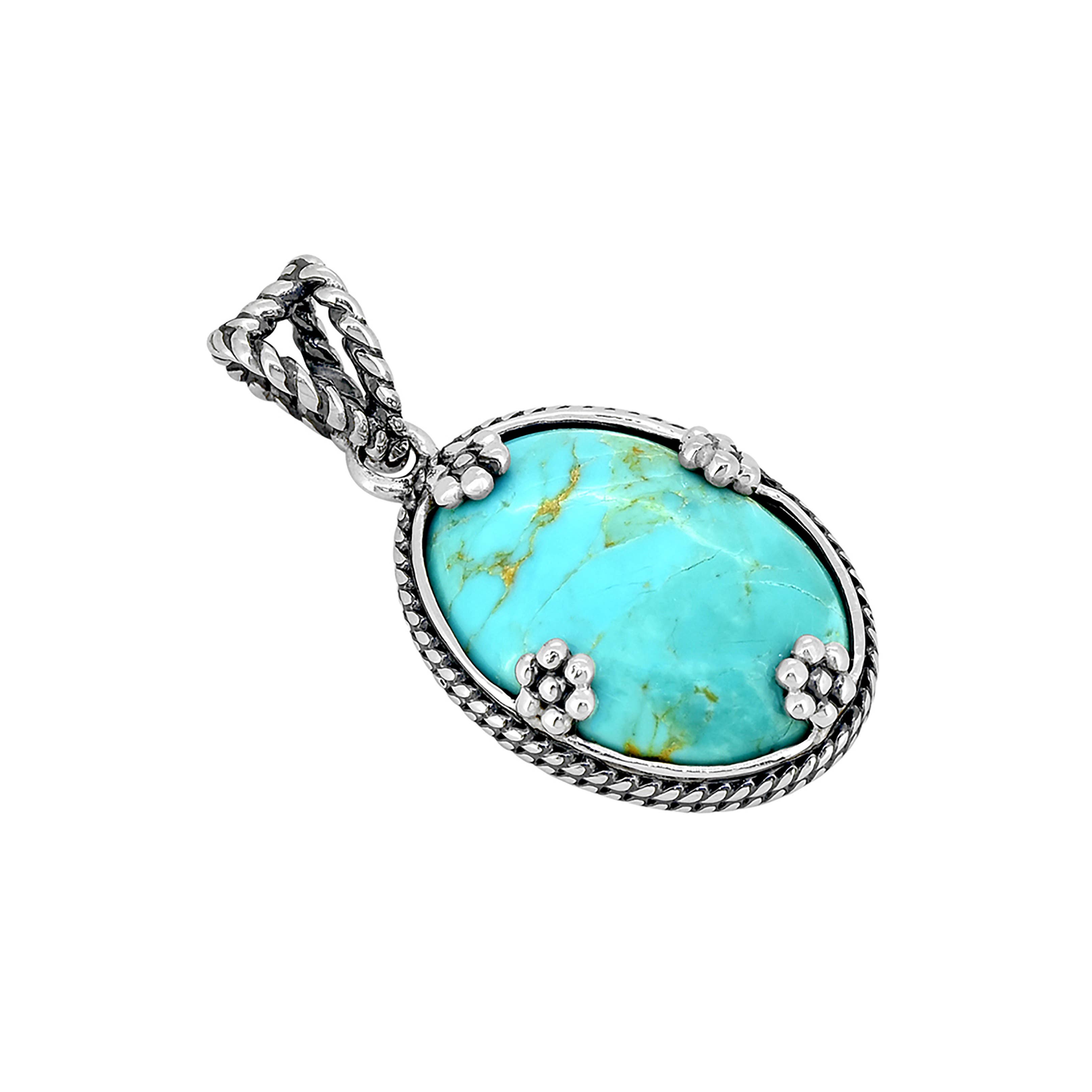 Tiramisu - Wholesale Pendant/charm necklace - 925 Sterling Silver Blue Mohave Turquoise Gemstone Pendant