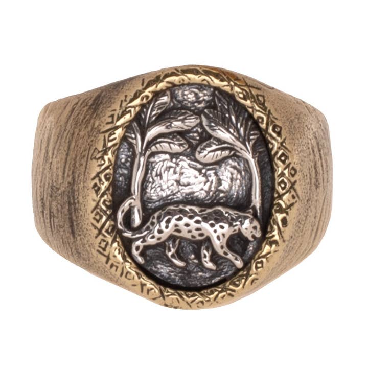 Hutan Ring - Brass with 925 Sterling Silver Emblem for wholesale by JewelryLab