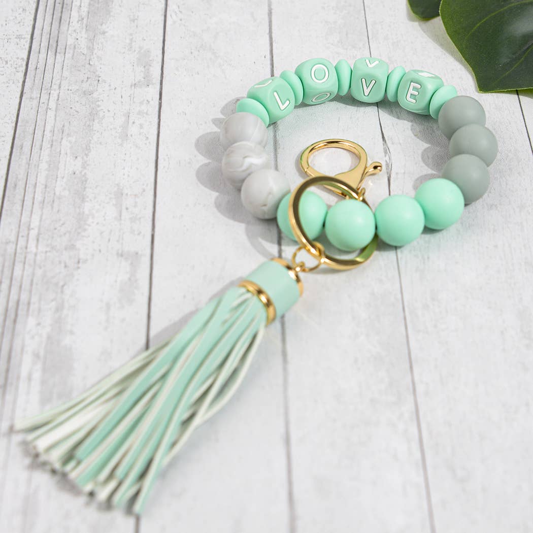 SoapElenGlen - Wholesale Keychain bracelet - LOVE Beaded Tassel Bracelet Keychain, Mother's Day Gift7