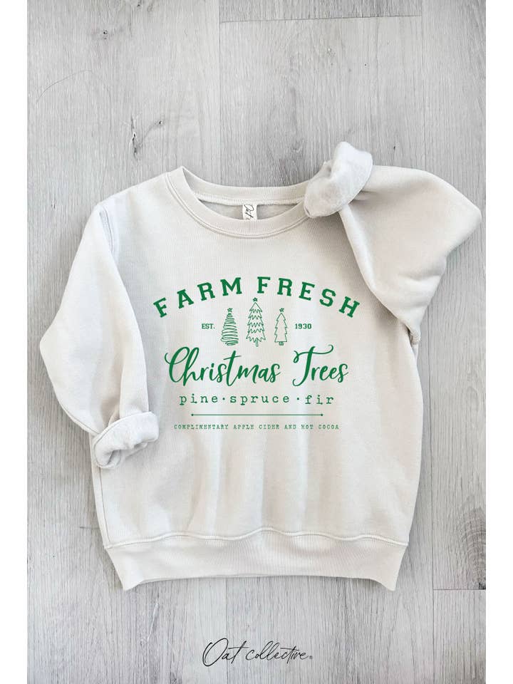 OAT COLLECTIVE - Wholesale Sweatshirt - Kids - FARM FRESH CHRISTMAS TREES Toddler Graphic Sweatshirt