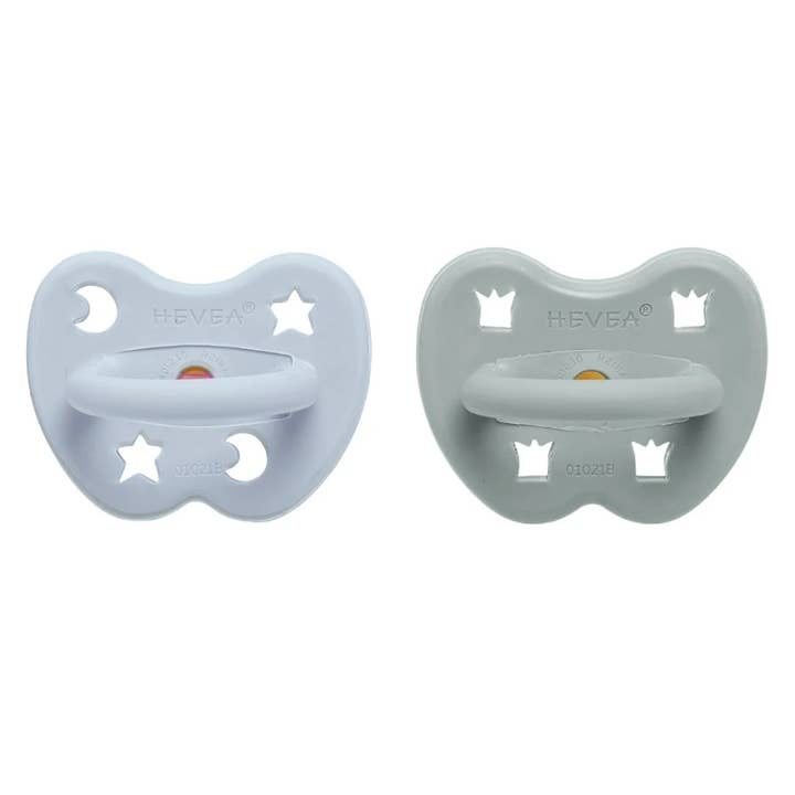 HEVEA set of 2 physio pacifiers 3-36 months BLUE - GREY for wholesale by Pharmedistore