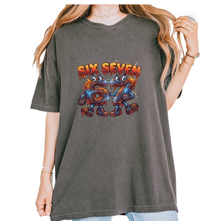 67 Lava Lightning Six Seven Meme Vintage Soft Unisex T-shirt for wholesale by Expression Tees