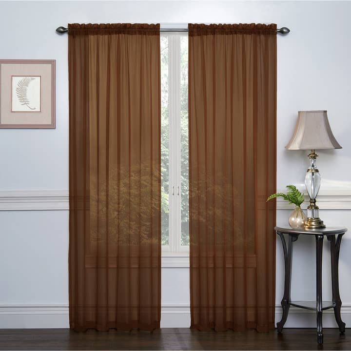 ShopBobbys - Wholesale Curtain - Crystal 2-Pack Sheer Rod Pocket Window Panel, 52x84 Inches Each16