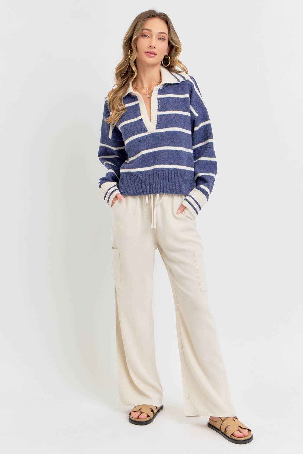 Sweet Lovely by Jen - Wholesale Knit Sweater - Women's - STRIPED EVERYDAY  KNIT SWEATER14