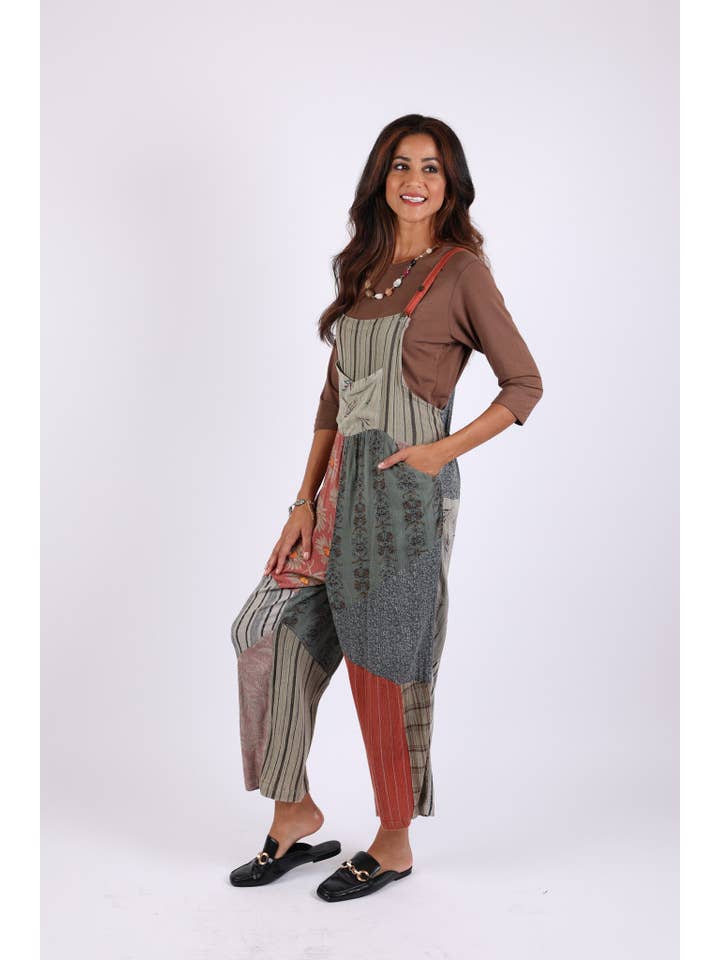 Sacred Threads - Wholesale Overalls - Women's - Patchwork Overall: Wild woven Rustic Dream4