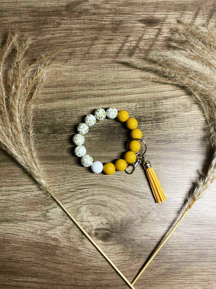 Gold Leopard Wristlet Keychain for wholesale by AK & Company