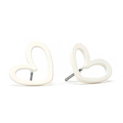 Boucles d'oreilles en forme de cœur (blanches) pour la vente par realia by jen