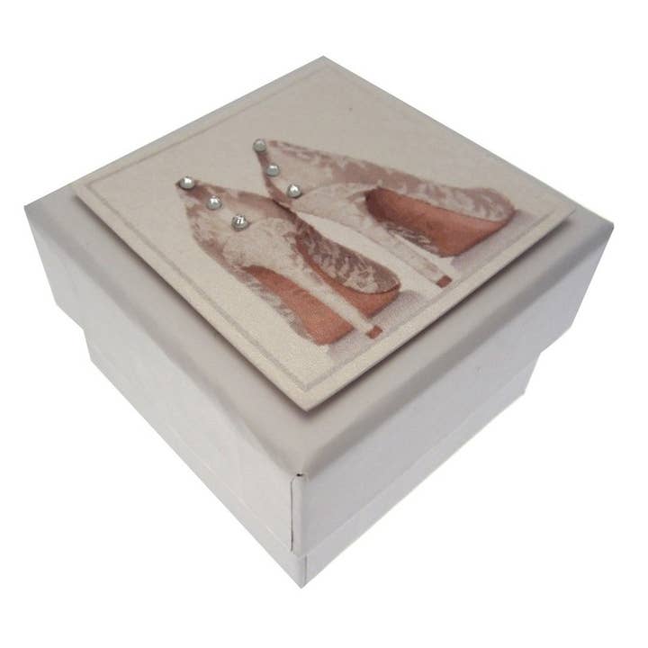 White Cotton Cards – wholesale Påse/låda för partygåva – Mini Box - Elfenbensskor (BX44)