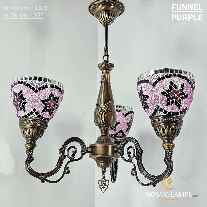 Mosaic Lamps – Candeeiro/lâmpada suspensa por atacado – Mosaico 3 Globo Feito à Mão Turco Marroquino Árabe Oriental Boh37