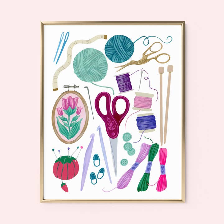 Fiber Art Supplies Print for wholesale by Mia Whittemore