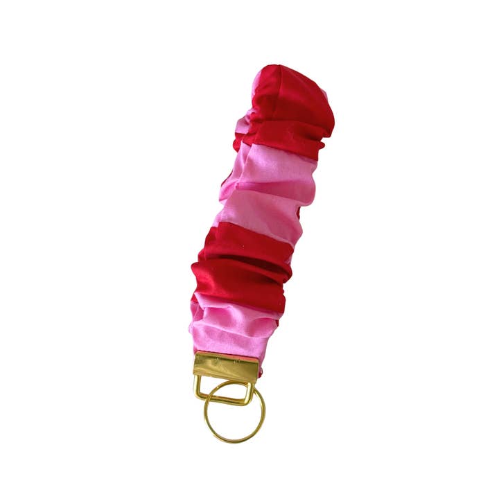 Rood & Roze Gestreepte Scrunchie Sleutelhanger voor wholesale door Girl Haus