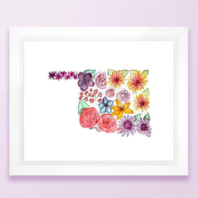 Blomsterläge karta tryck - Oklahoma för wholesale av Allison’s Illustrations