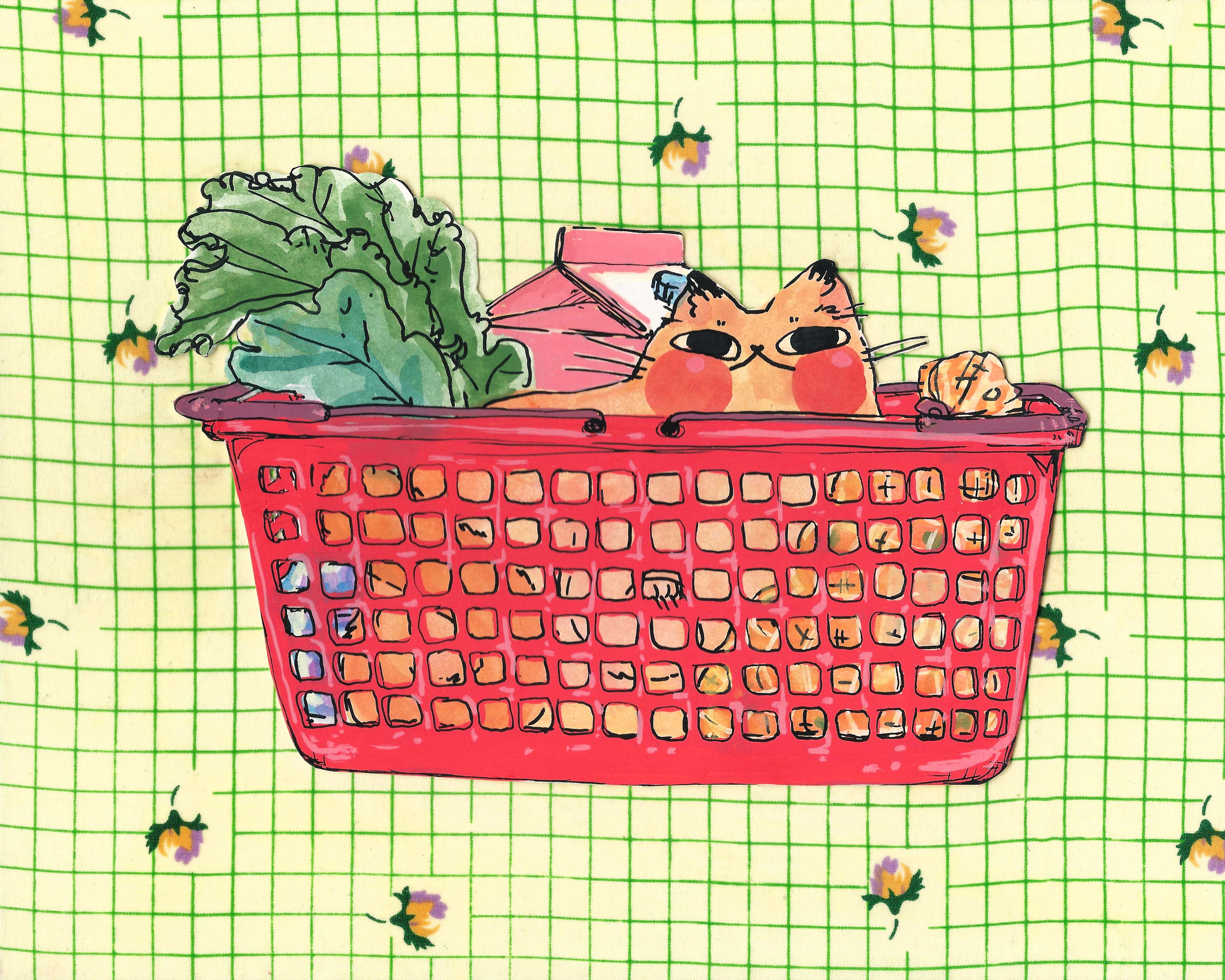 Rebekah Evans Art - Wholesale Art Print - Print - "Basket Cat"1