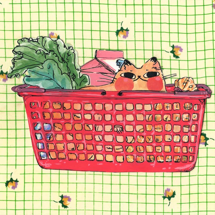 Rebekah Evans Art - Wholesale Kunstprint - Afdrukken - „Basket Cat”1