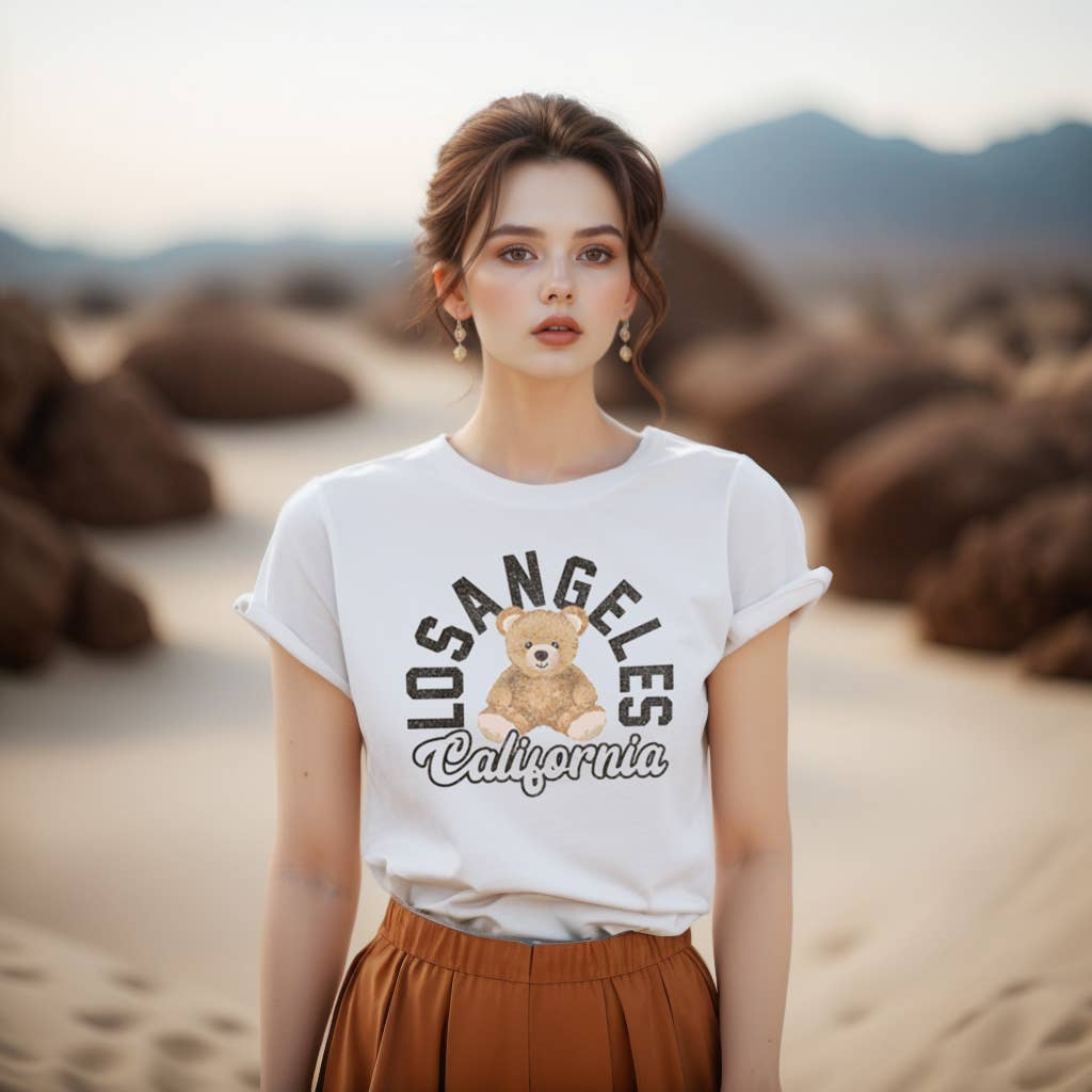 SewCalUSA - Vente T-shirt sérigraphié – femme - Chemise Los Angeles, Californie, Chemise Ours en Peluche Mignonne et Tendance6