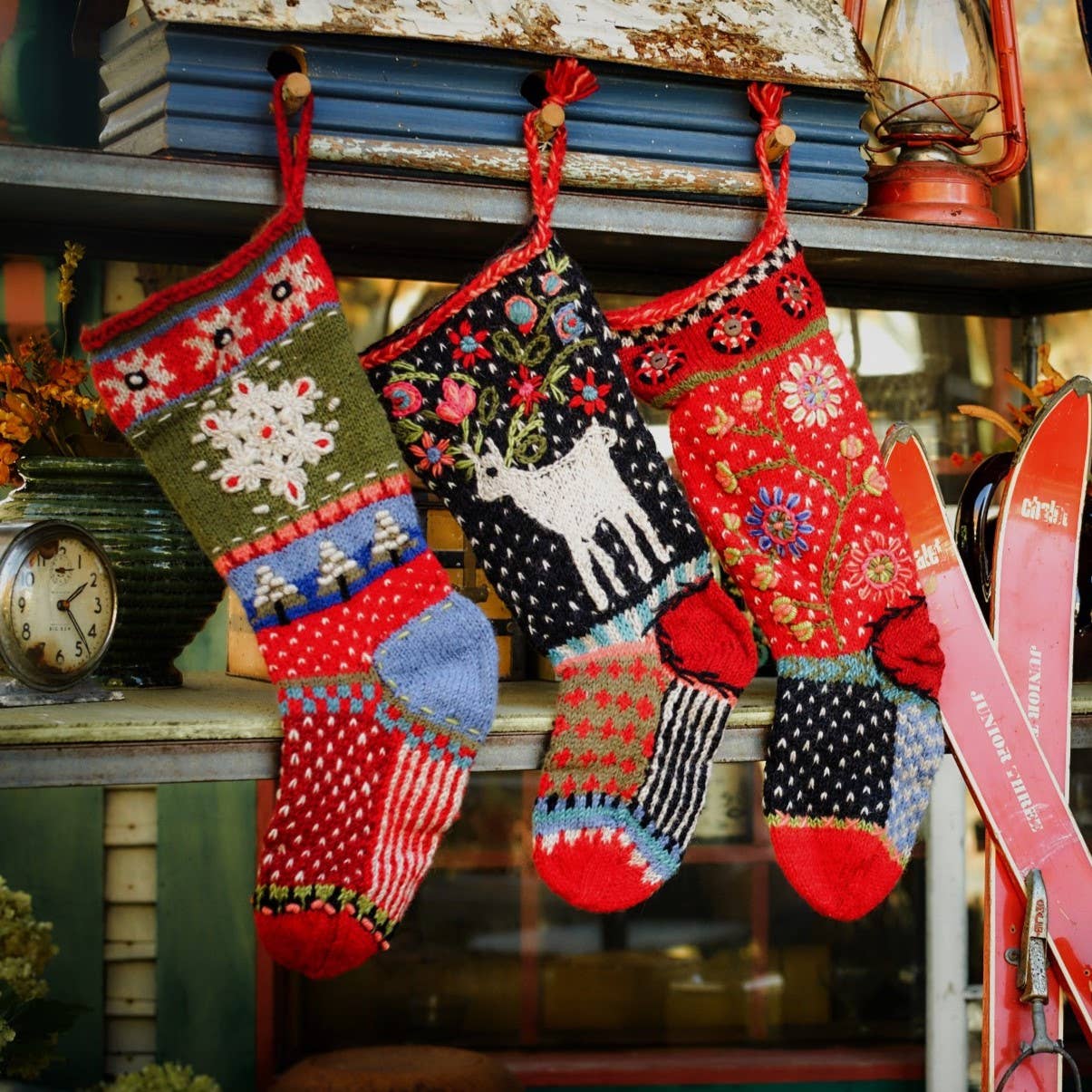 Lost Horizons Knitwear – Ships from USA - Wholesale Holiday Stocking - Snowflake Christmas Stocking – Nordic Knit Holiday Design1