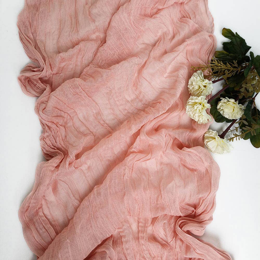 AVAGANTE Design – wholesale Table runner – Table runner -  crinkled cheesecloth runner - Pink11