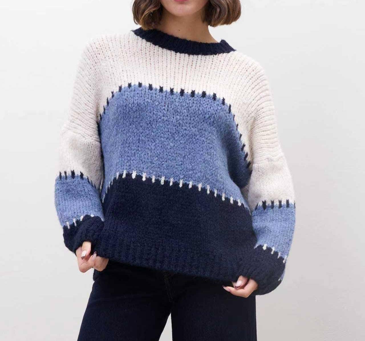 AMELÉ - Wholesale Knit Sweater - Women's - Color block sweater5