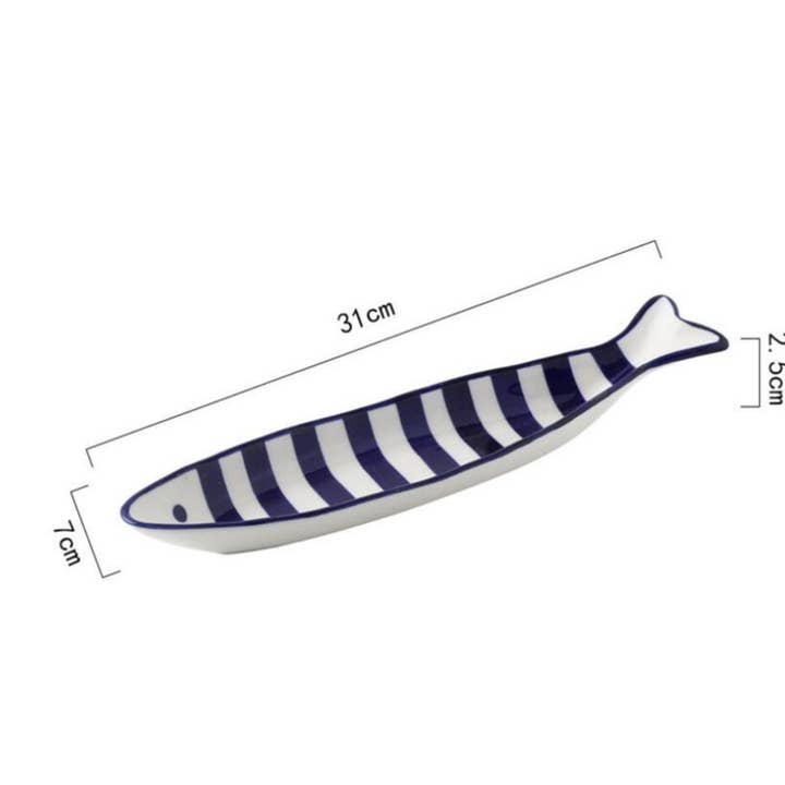 Homerely (We Cover All Import Duties) - Wholesale Dinner Plate - Hand Printed Fish Shape Ceramic Plate1