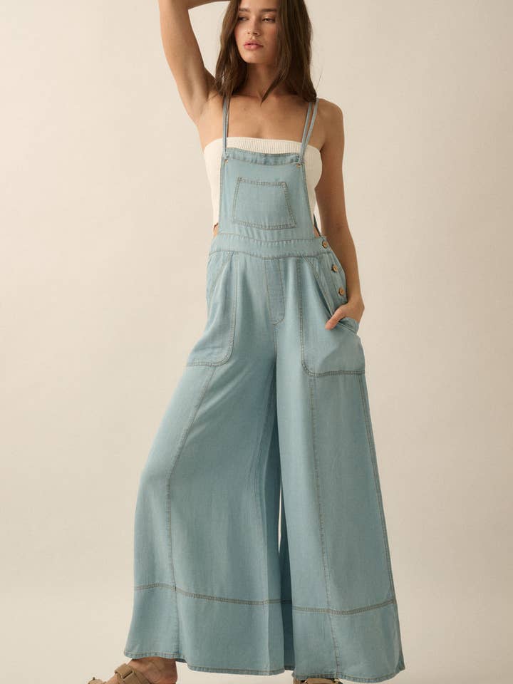 Denim Wide-Leg Overall Jumpsuit for wholesale by Promesa USA