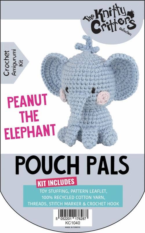 Creative World of Crafts – wholesale Knitting/Crochet Supplies – Knitty Critters - Pouch Pals 3 - Peanut The Elephant1