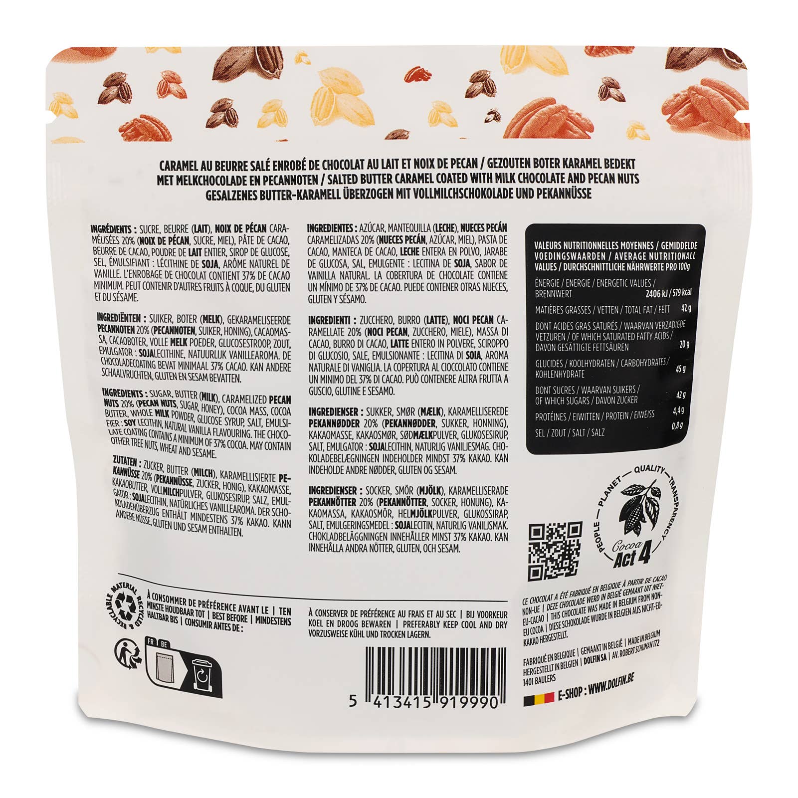 Dolfin – wholesale Caramel – "Caramel & Chocolate" - Milk & Pecan Nuts1