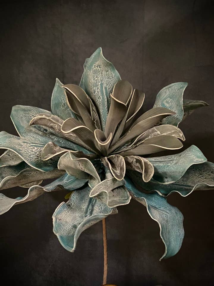 DENIM BLUE FOAM FLOWER for wholesale by The Light Garden Collection