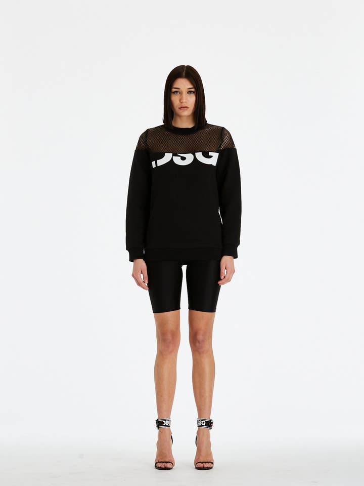 SWEAT À CAPUCHE EN FILET NOIR/BLANC pour la vente par DSG