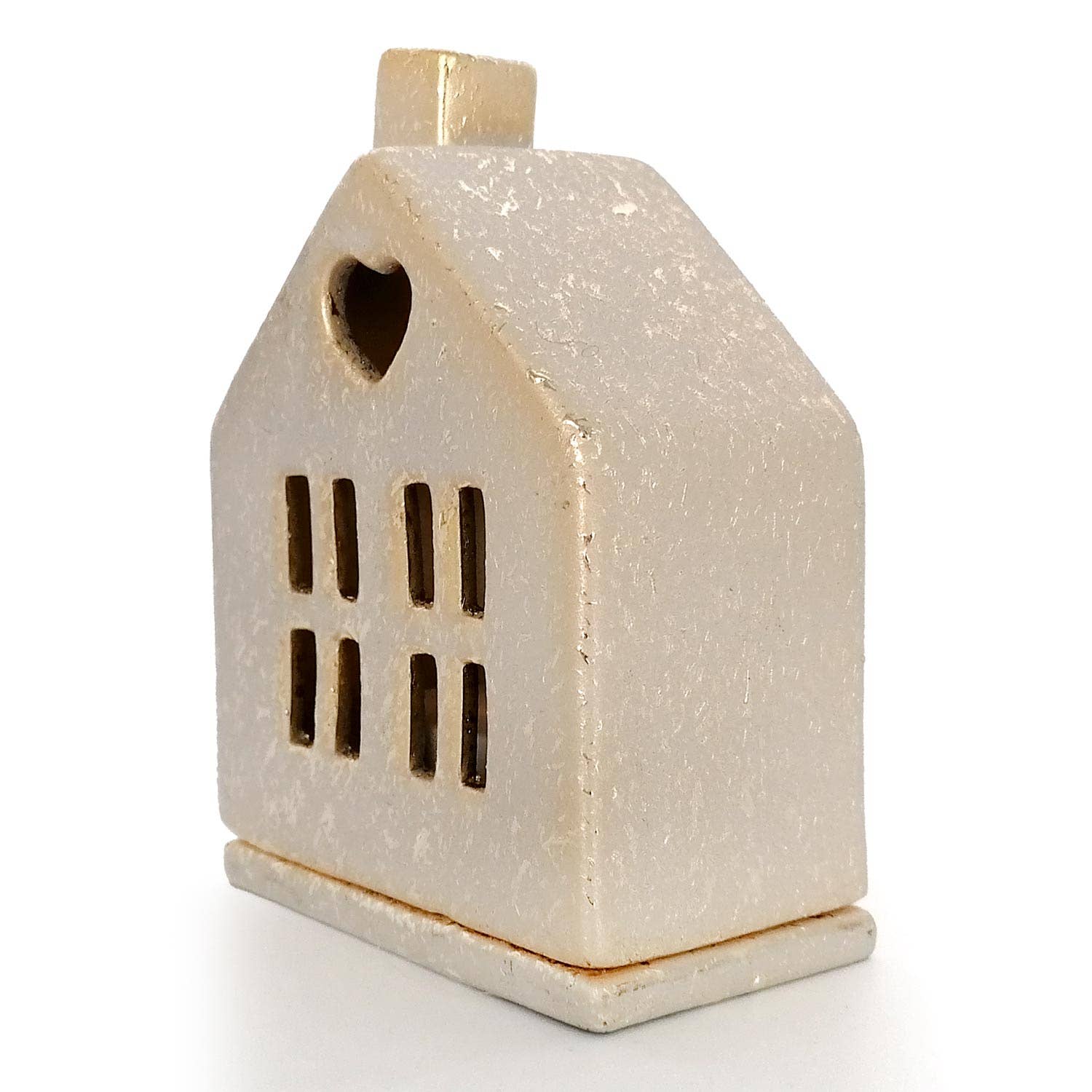 Mea-Living - Wholesale Kaarsenhouder - Theelichthuis van keramiek met gouden plaat, 12 cm0